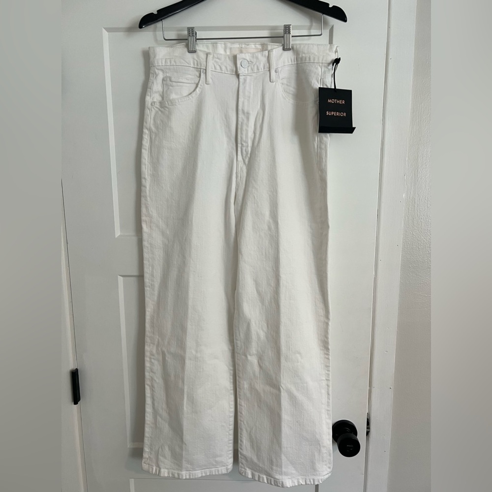 Mother Womens  Tunnel Vision Totally Innocent High-Rise Wide Leg Jean, White